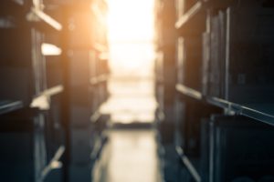 Blurry background of dark library
