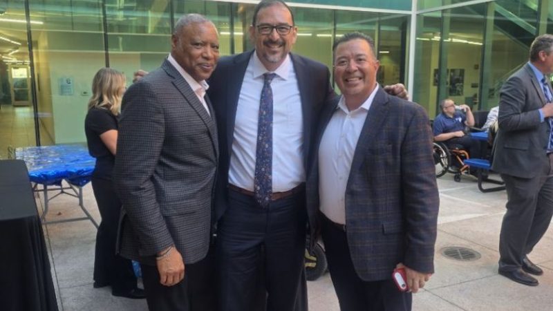 Renaldo Fowler, the Honorable Secretary of State Adrian Fontes and DRAZ CEO, J.J. Rico at Renaldo's retirement celebration.