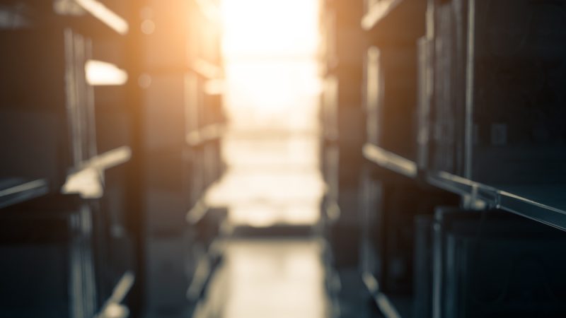 Blurry background of dark library